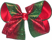 Large Red and Green Glitter Christmas Bow